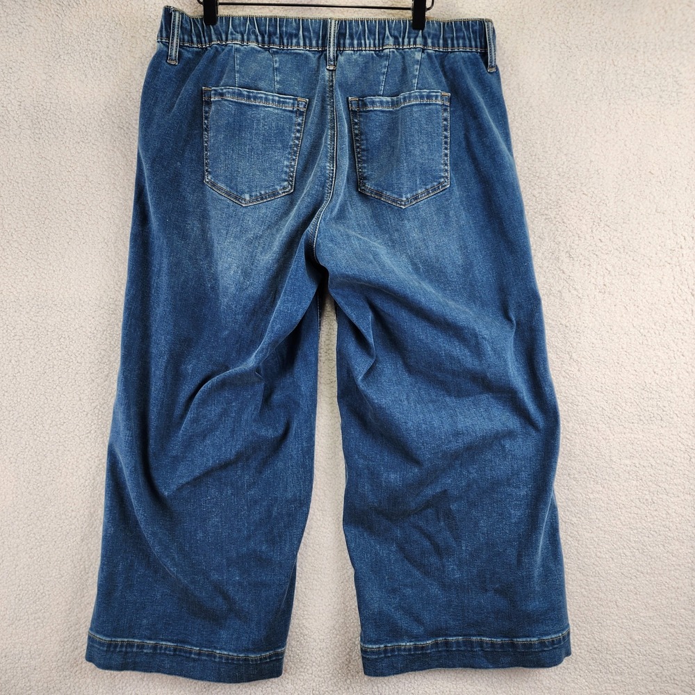 Torrid Wide Leg Cropped Jeans Women's Size 0 Blue Denim Drawstring Waist - Picture 2 of 7